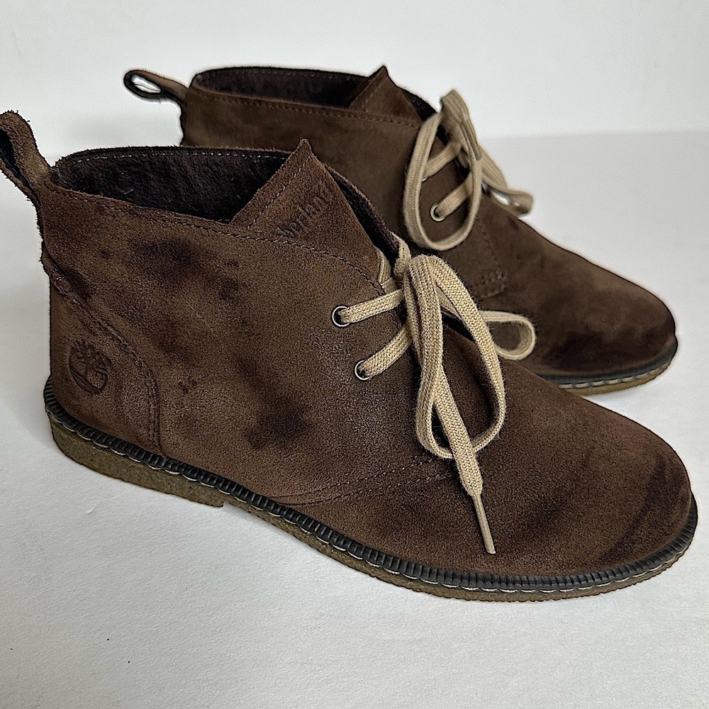 Timberland Suede Leather Brown Comfort Ankle Boots Kids Size: 2.5